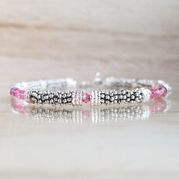 Swarovski Crystal Rose Beaded Bracelet 3 - Picture 2 of 7